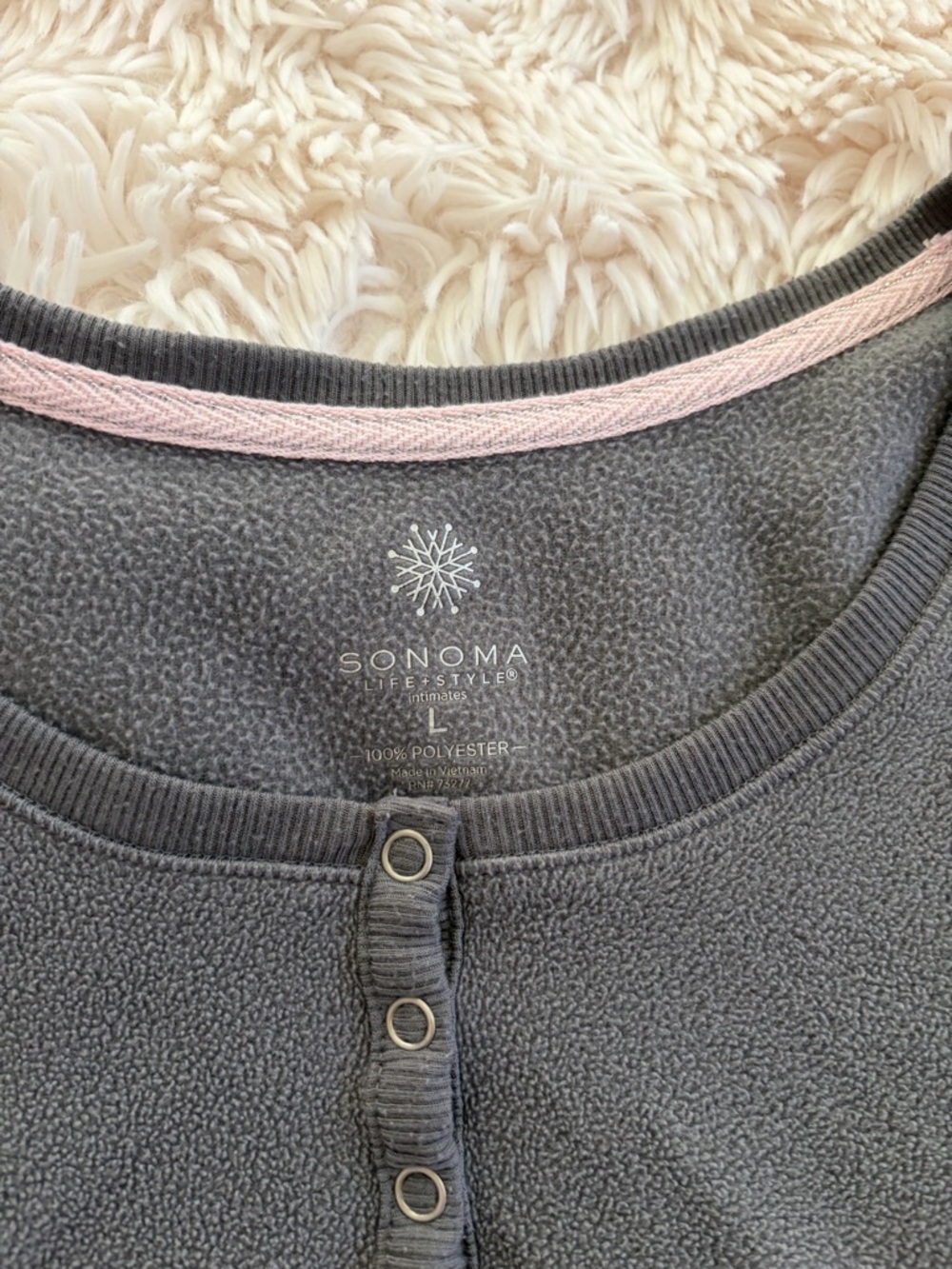 Sonoma Gray and Pink Fleece Pajama Set - Picture 3 of 4